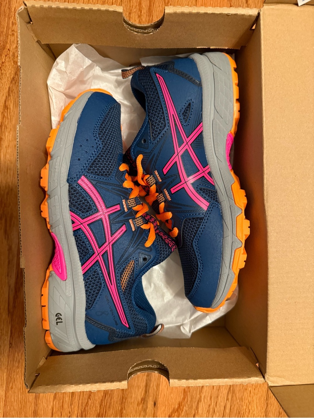 Asics Kids Navy, Pink & Orange Sneakers US3/EU35/22cm